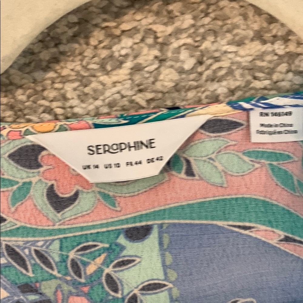Seraphine Blue and Green Patterned Midi Dress - Picture 6 of 9